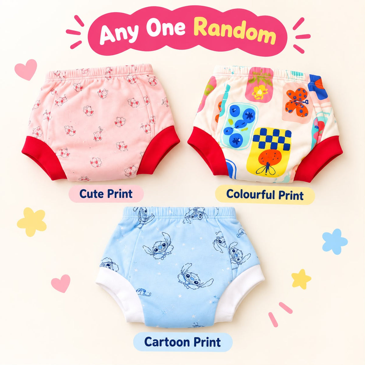 Baby Diaper Pants, Potty Training Panties/Padded Underwear | Soft, Washable & Reusable Cotton -Any 1