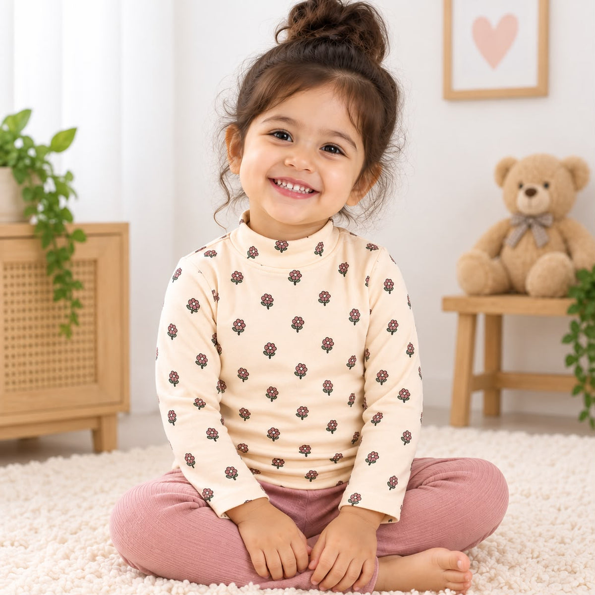 Cute Floral Print Full Sleeve Cotton T-Shirt for Baby Girls | 0β3 Months to 3 Years