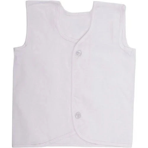 White Front Button Jabla Organic Cotton Newborn Baby Tank Tops (Pack of 6)