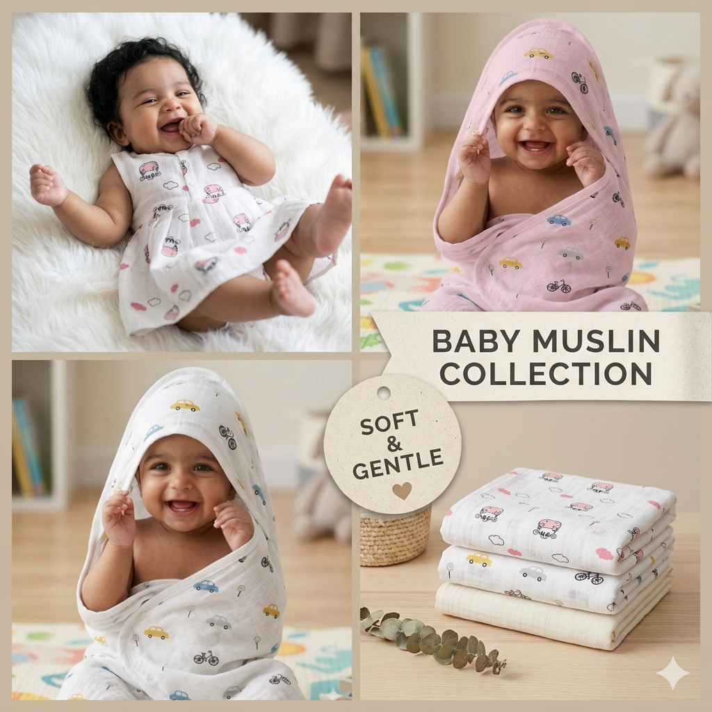 Baby Muslin Cloth Towels – 100% Pure Cotton Soft & Gentle Care