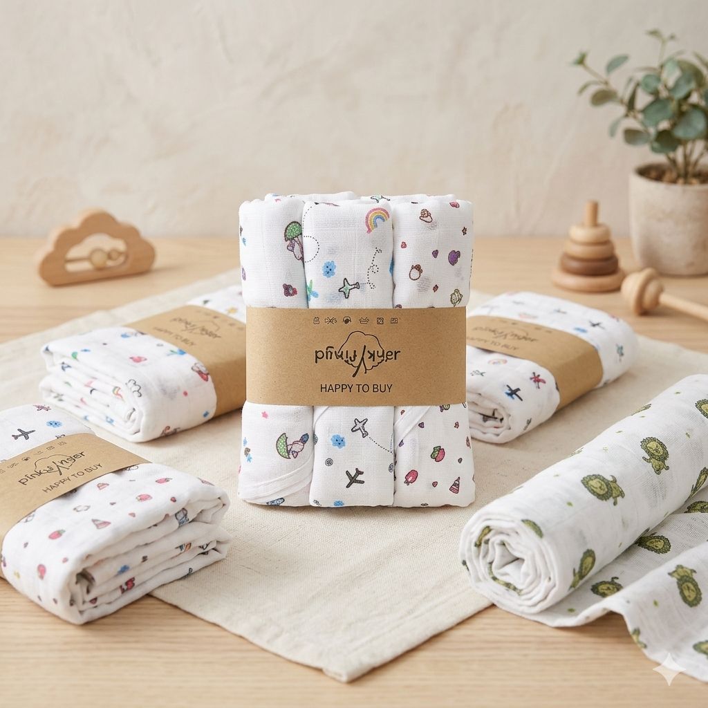 100% Muslin Baby Towels For Babies 2 Layer- size 30*30 Inch - Any 1 Random