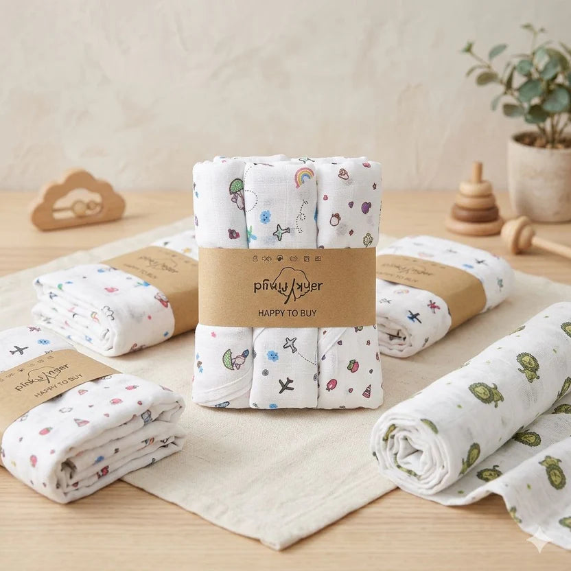 100% Muslin Baby Towels For Babies 2 Layer- size 30*30 Inch / 25*35 Inch - Any 1 Random