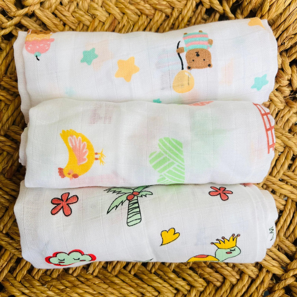 Baby Muslin Hooded Cap Towel - Any 1 Random Print -size 30*30 Inches