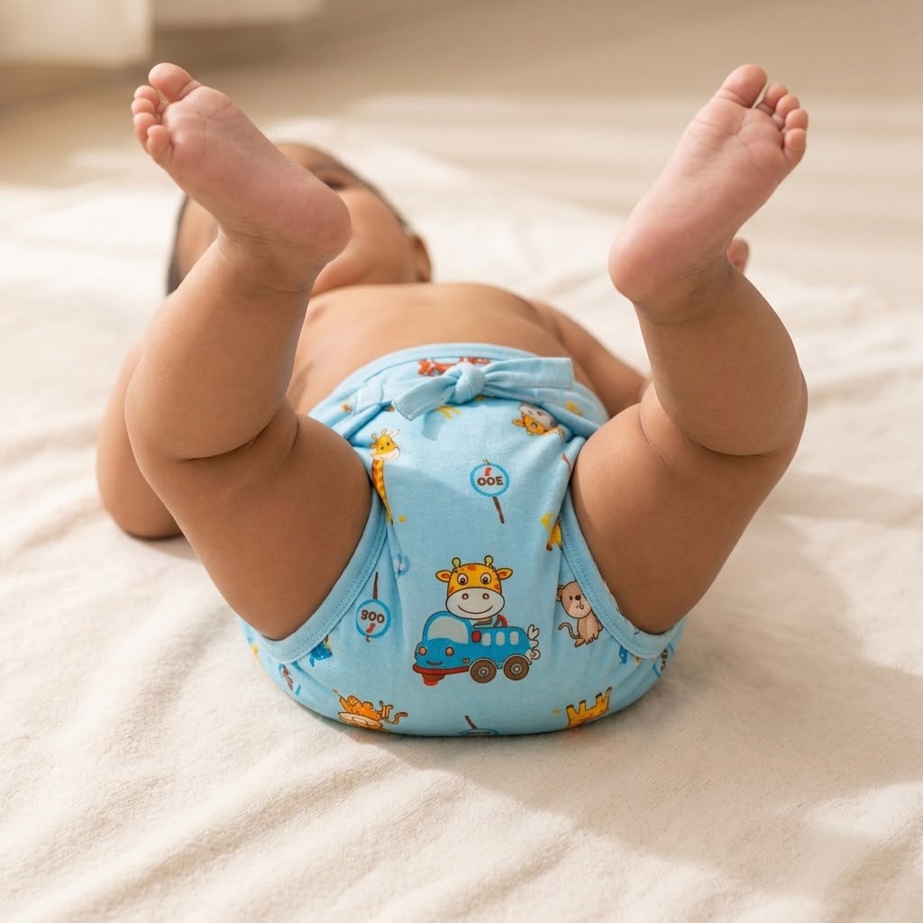 (3 pieces) Padded Soft Baby's Cloth Diapers | Langot | Nappy | Cotton | Washable | Reusable - Multicolor