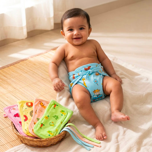 (3 pieces) Padded Soft Baby's Cloth Diapers | Langot | Nappy | Cotton | Washable | Reusable - Multicolor
