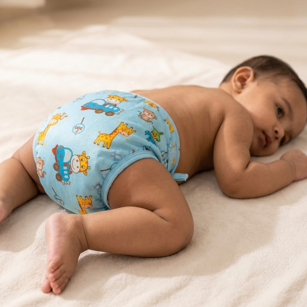 (3 pieces) Padded Soft Baby's Cloth Diapers | Langot | Nappy | Cotton | Washable | Reusable - Multicolor