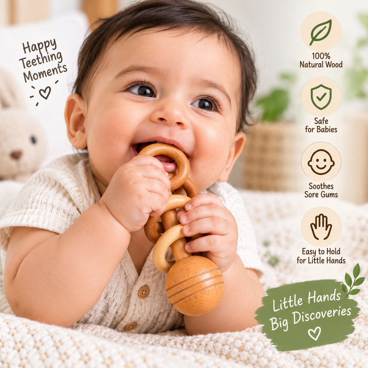 5 Pieces Neem wooden Teether Combo
