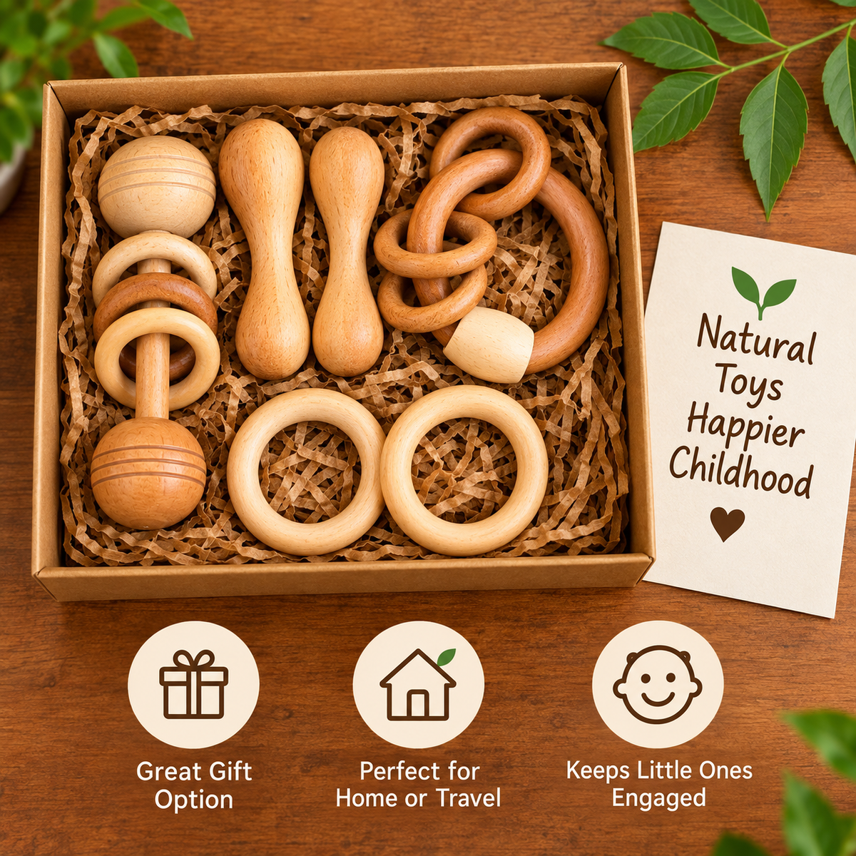 5 Pieces Neem wooden Teether Combo