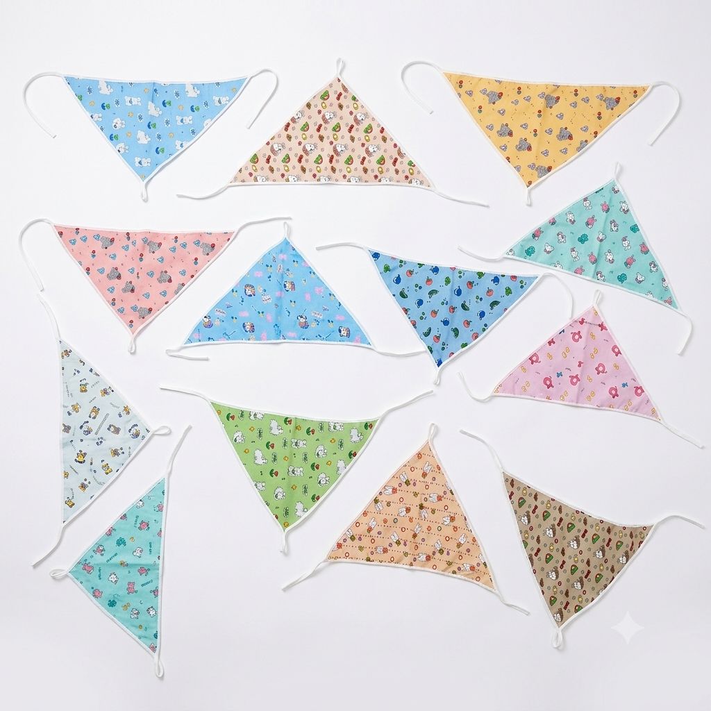 5 pieces-Printed Pure Cotton Reusable Nappy/Langodu for Baby V Shape - 0-6 Month -Multicolor