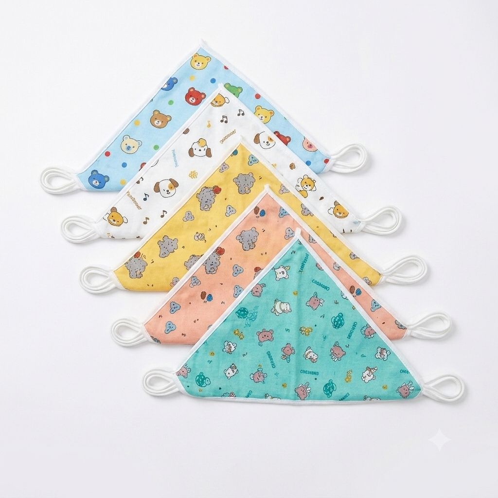 5 pieces-Printed Pure Cotton Reusable Nappy/Langodu for Baby V Shape - 0-6 Month -Multicolor