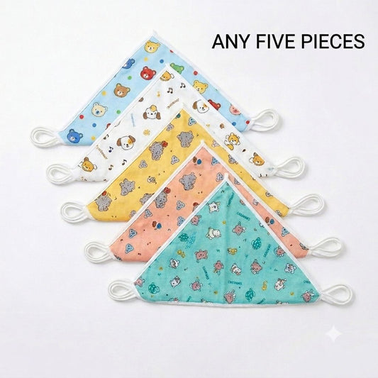 5 pieces-Printed Pure Cotton Reusable Nappy/Langodu for Baby V Shape - 0-6 Month -Multicolor