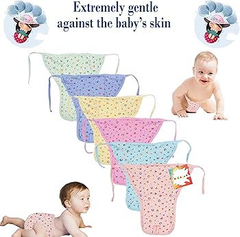 (5 pieces) Soft New Born Baby's Cloth Diapers | Langot | Nappy | Cotton | Washable | Reusable - Multicolor