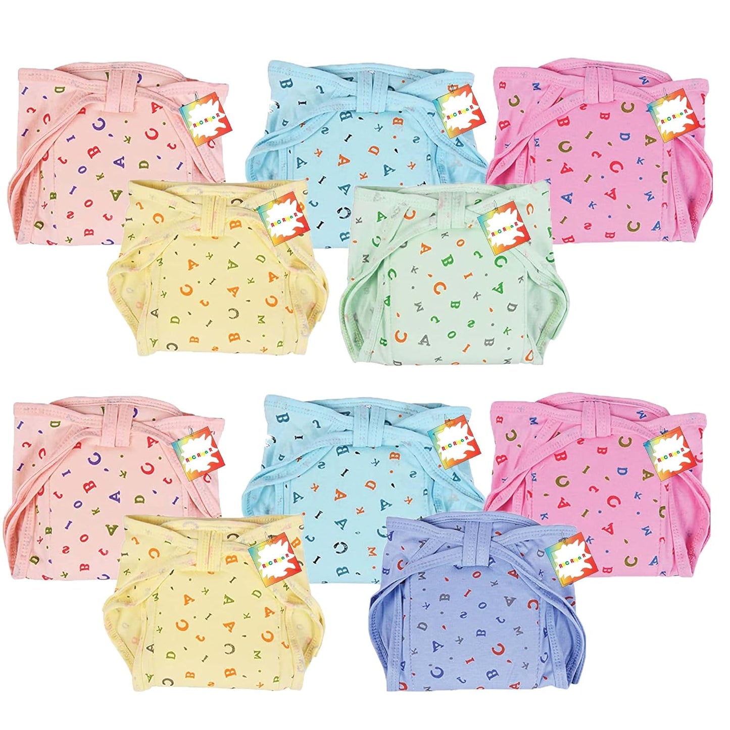 (5 pieces) Soft New Born Baby's Cloth Diapers | Langot | Nappy | Cotton | Washable | Reusable - Multicolor