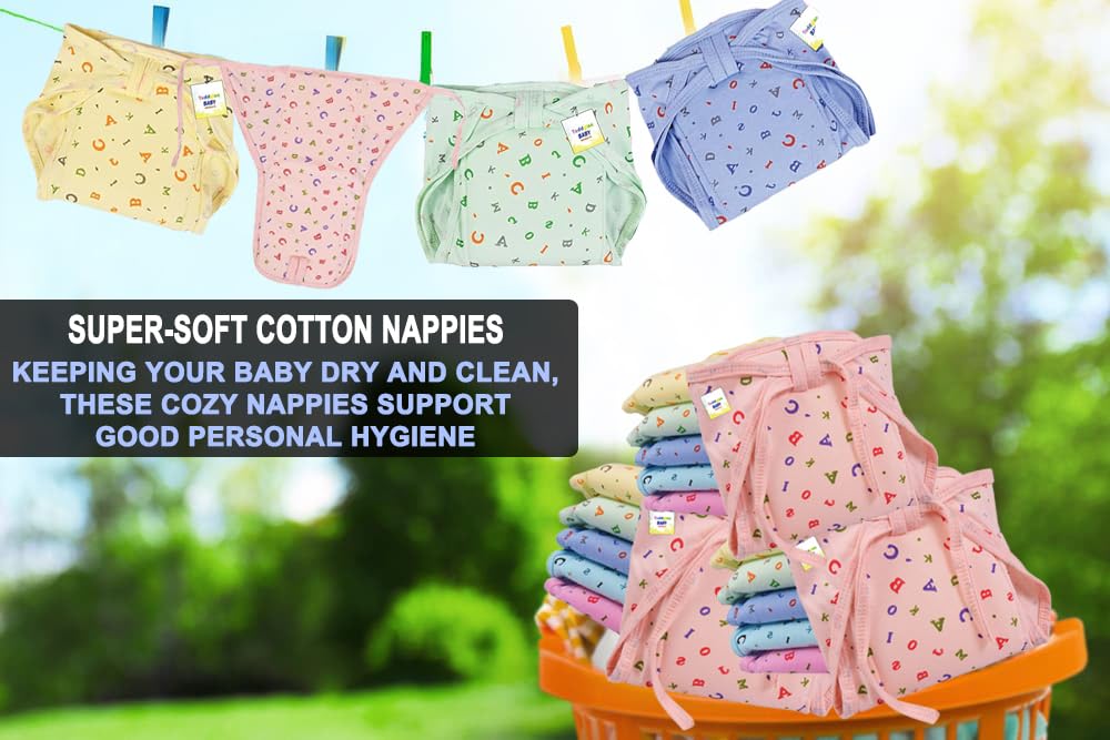 (5 pieces) Soft New Born Baby's Cloth Diapers | Langot | Nappy | Cotton | Washable | Reusable - Multicolor