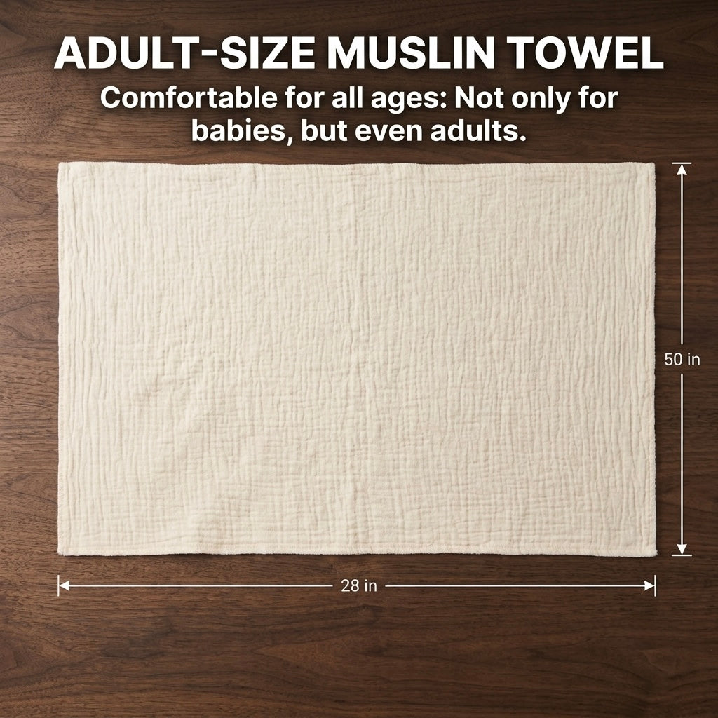 Premium Large Muslin Towel (28" x 50") – Ultra-Soft, Quick-Dry Bath Towel for Adults, Kids & Babies-Any 1
