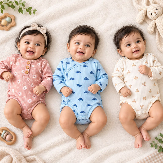 Baby Ribbed Cotton Romper – Full Sleeve Any 1 Random Model Dispatch