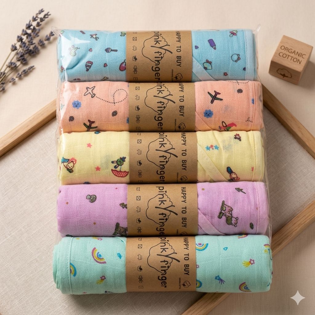 Baby Muslin Hooded Cap Towel - Any 1 Random color-size 30*30 Inches