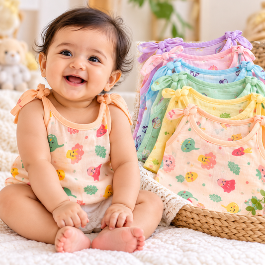 Baby Soft Muslin Jabla White Top Knot ( tying ) pack of 3 - Random Prints