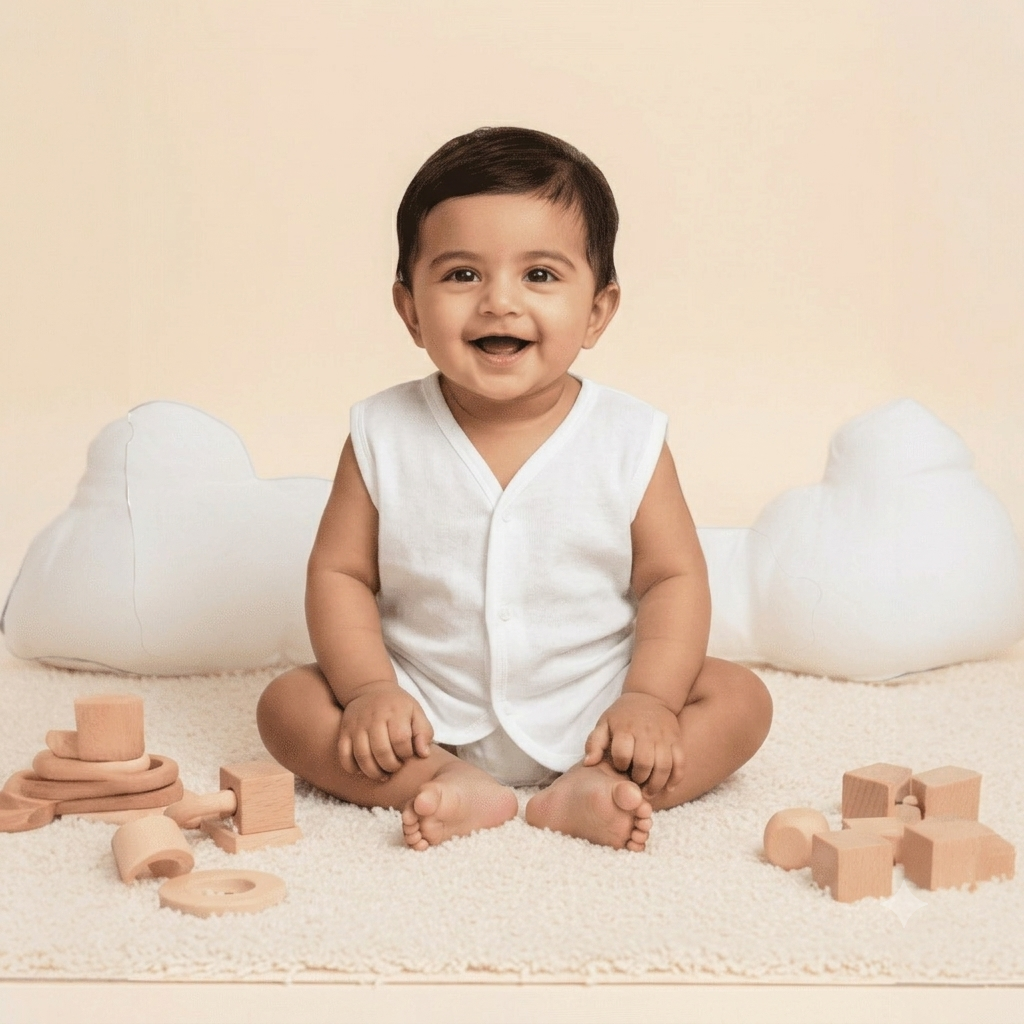 White Front Button Jabla Organic Cotton Newborn Baby Tank Tops (Pack of 6)