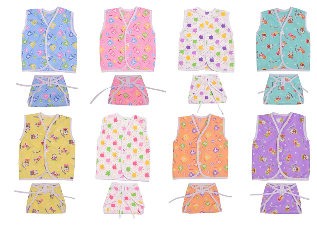 Front Button Cotton Jabla & Langodu Combo Set (Pack of 3) 0-3 Month
