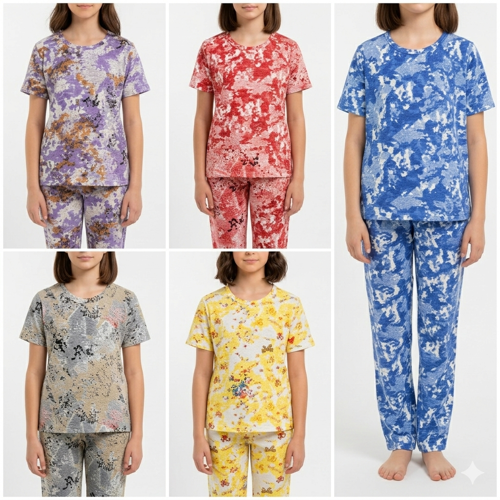 Cinderella 4 Way Popcorn Prill Set Girls 2 piece coord set daily wear - Any 1 set (random colors)