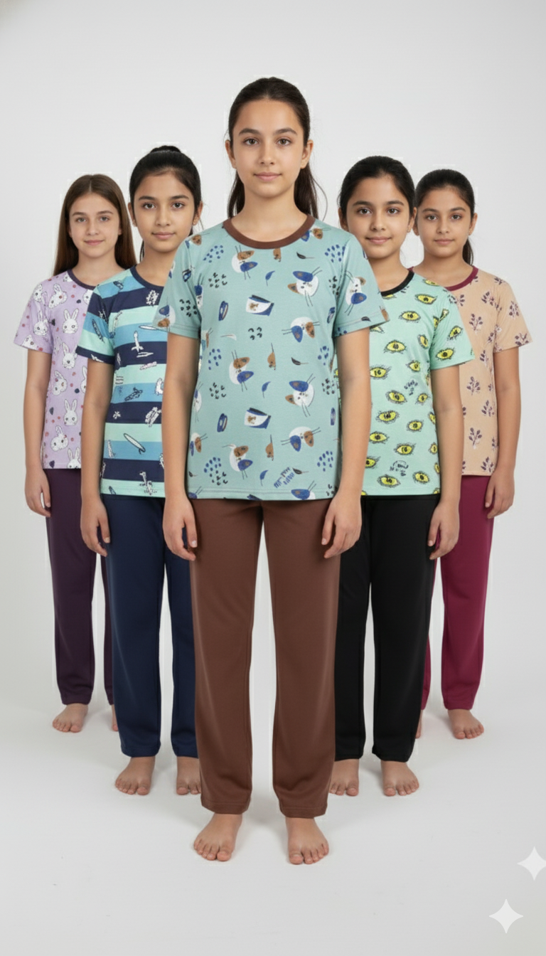 Girls 2 piece Cotton daily wear Night Dress - Any 5 Combo