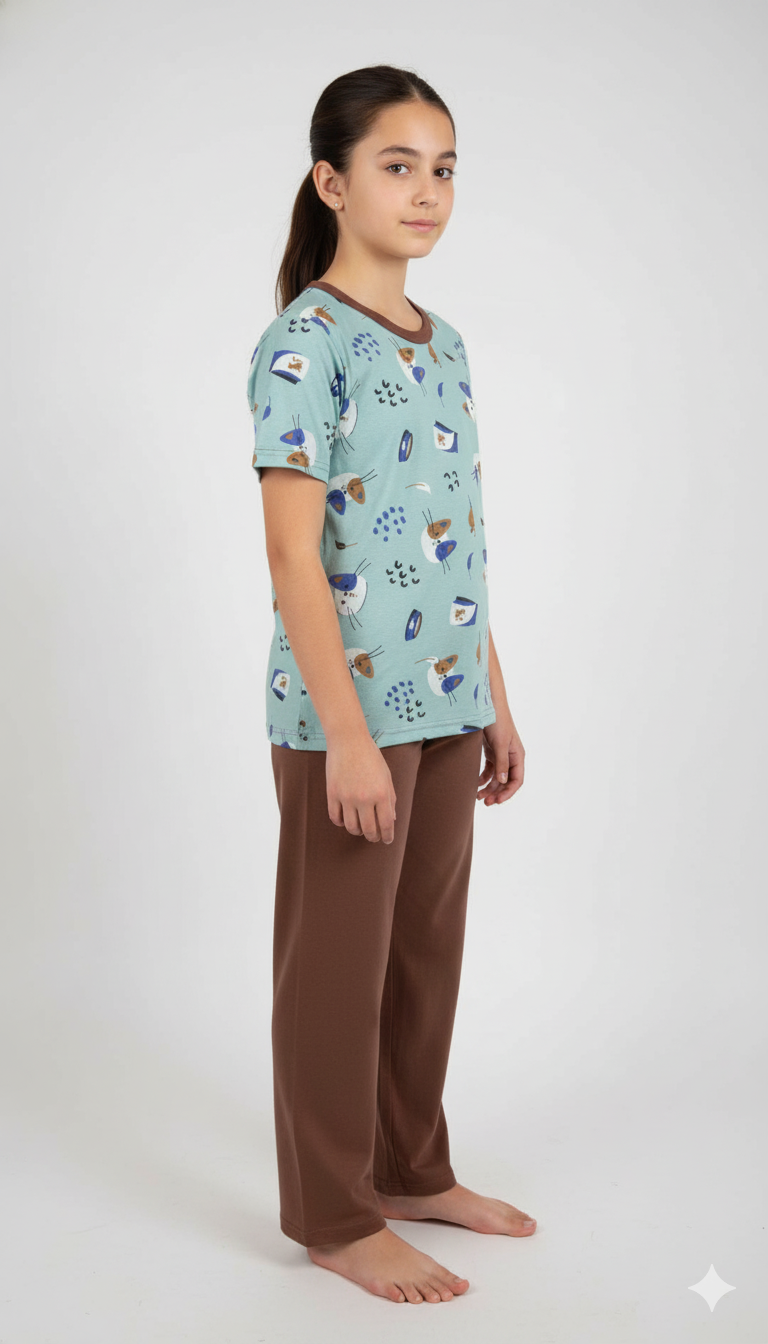 Girls 2 piece Cotton daily wear Night Dress - Any 1 Random Color