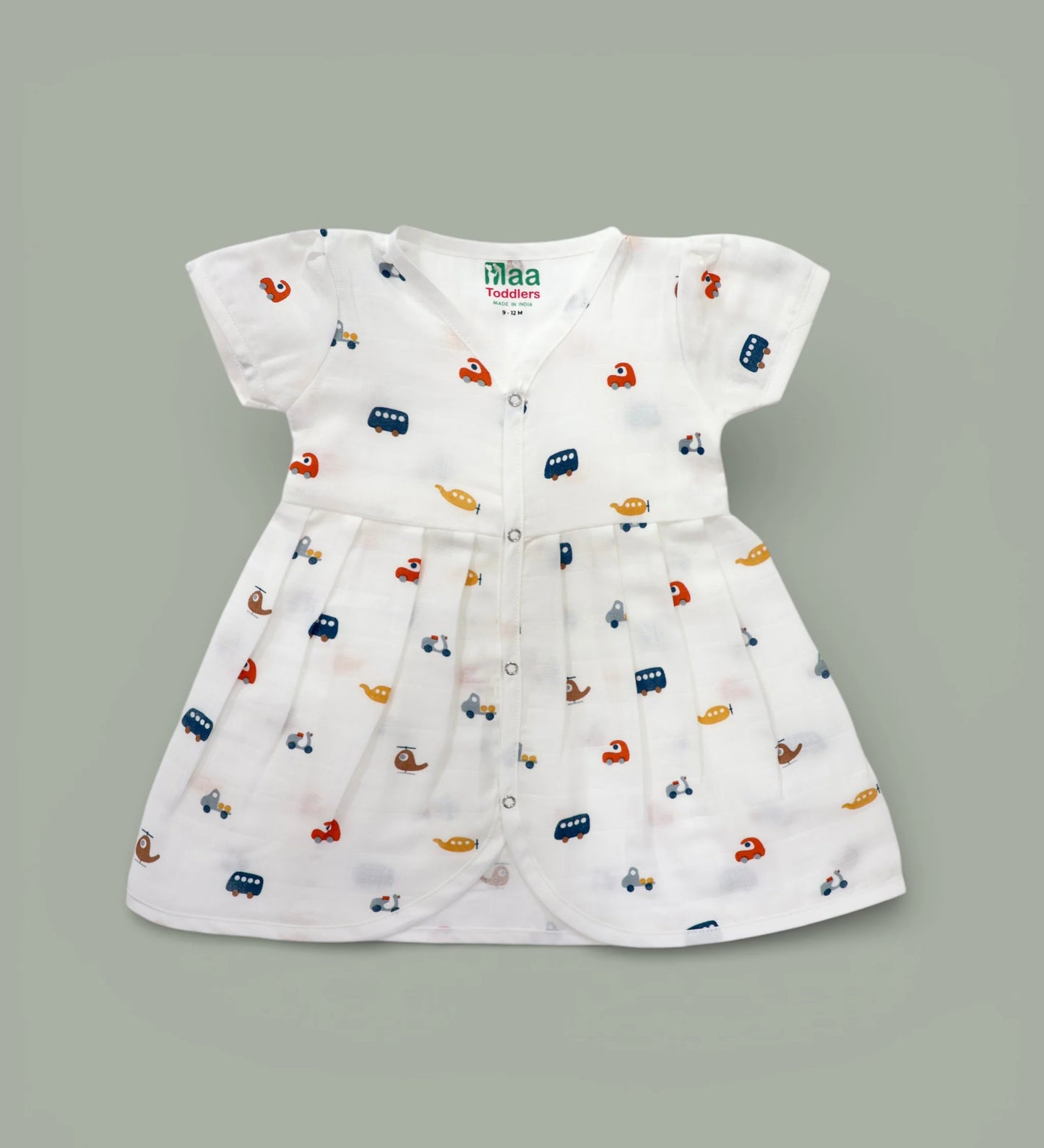 Grace Muslin Front Button Frock for 0-6 Months- Any 3 prints Random
