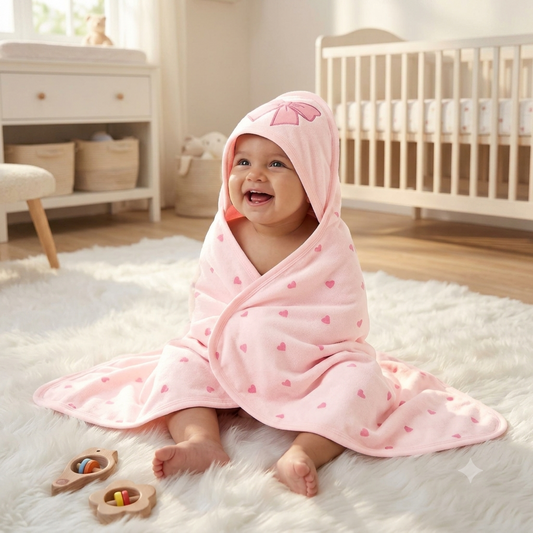 Hooded Baby Towel Wrapper for Newborn - 100% Cotton ,Soft Hooded Cap Towel- Any 1