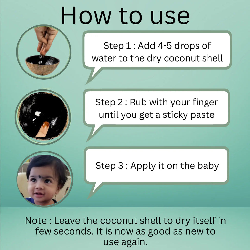 Vengai Paal Pottu Natural Black Bindi For Babies