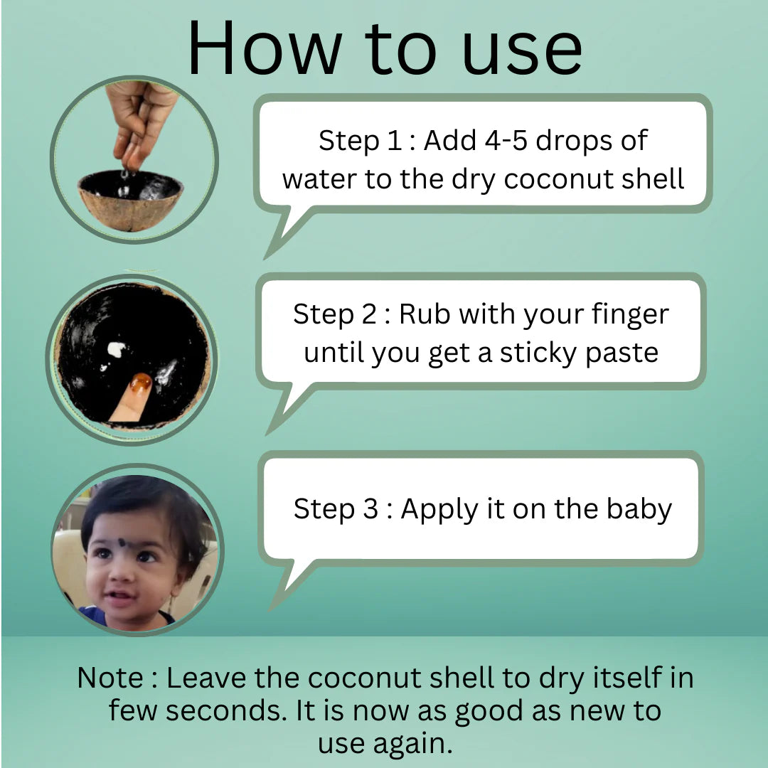 Vengai Paal Pottu Natural Black Bindi For Babies