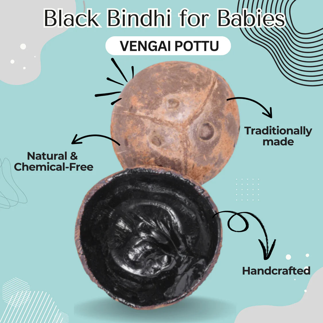 Vengai Paal Pottu Natural Black Bindi For Babies