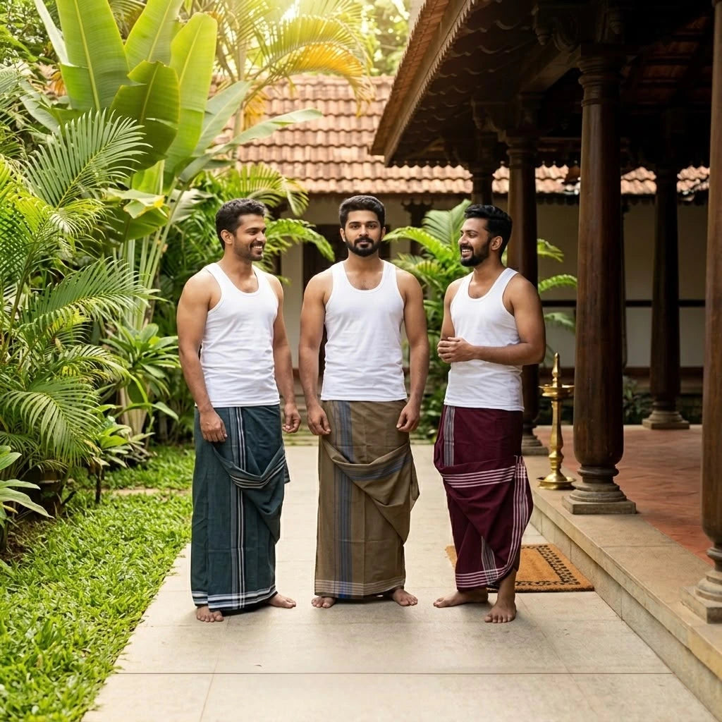 Kerala Style Unisex Pure Cotton Dhoti, Ready to wear Vesti - Any 1