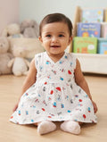 Manties 4 layer Muslin Cotton Frock Back Button For Girls -Any 1 Random Print