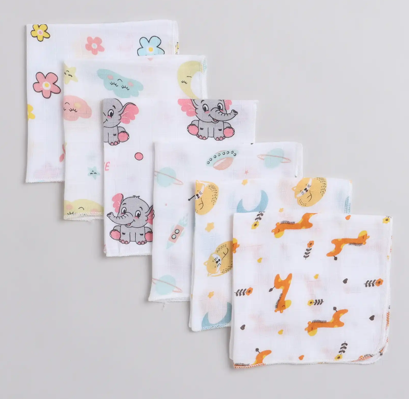 Muslin Baby Wipes / Newborn Napkin -100% Cotton Muslin (Pack of Any 5) 11*11 Inches