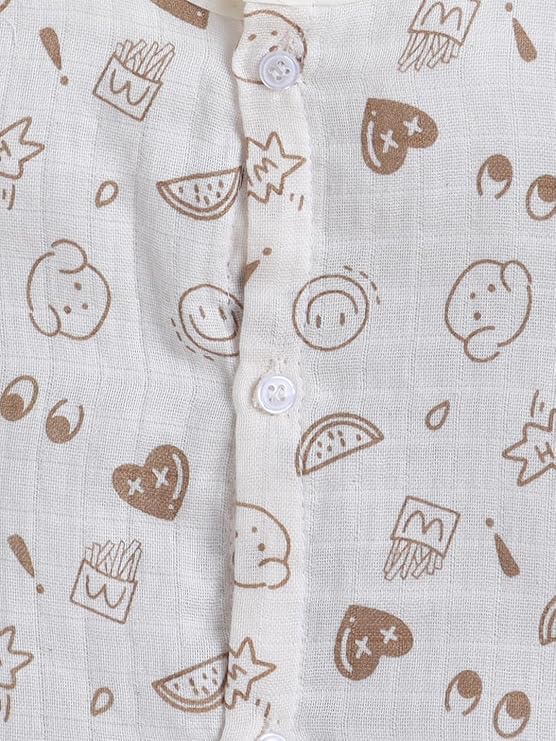 Crinkle Muslin Printed Half sleeve Button Jabla and Shorts Co-ords Set for Baby-(6-12 Month) Any 1 set