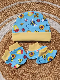 New Born Mitten Booties Set -Cap, socks and Mittens -Any 1 Random Color
