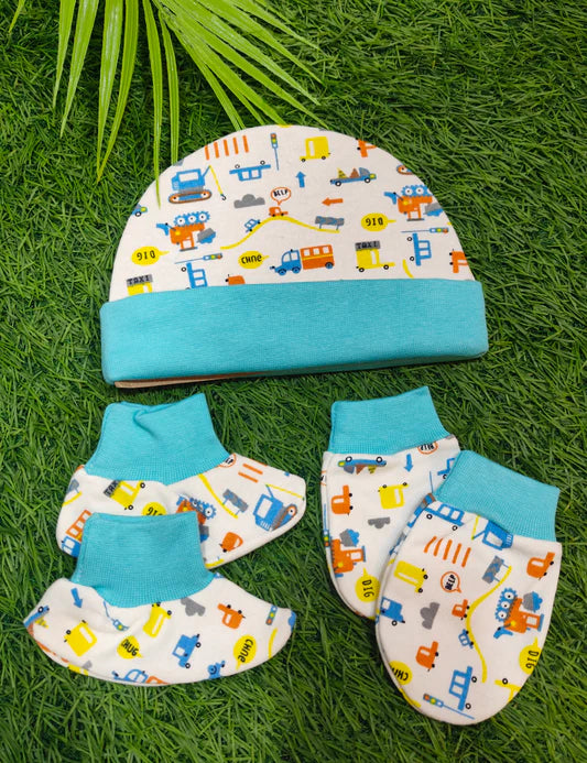 New Born Mitten Booties Set -Cap, socks and Mittens -Any 1 Random Color