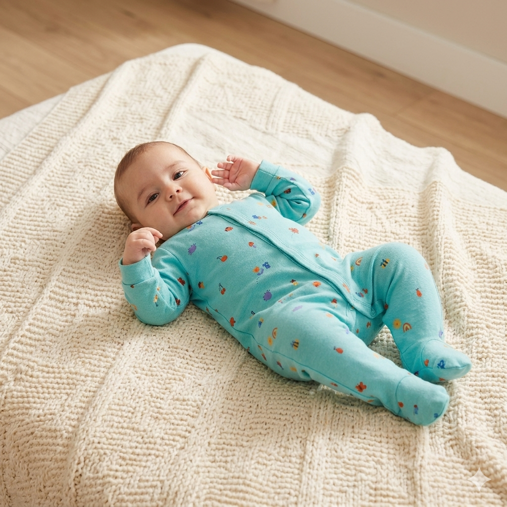 Premium Baby Romper Soft Cotton Footed Sleepsuit Pack-1 (Assorted Prints)