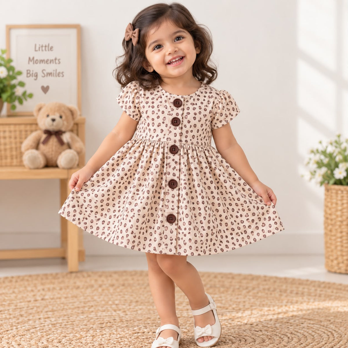 Premium Leopard Print 100% Cotton Baby Frock | Soft & Comfortable Girls Dress