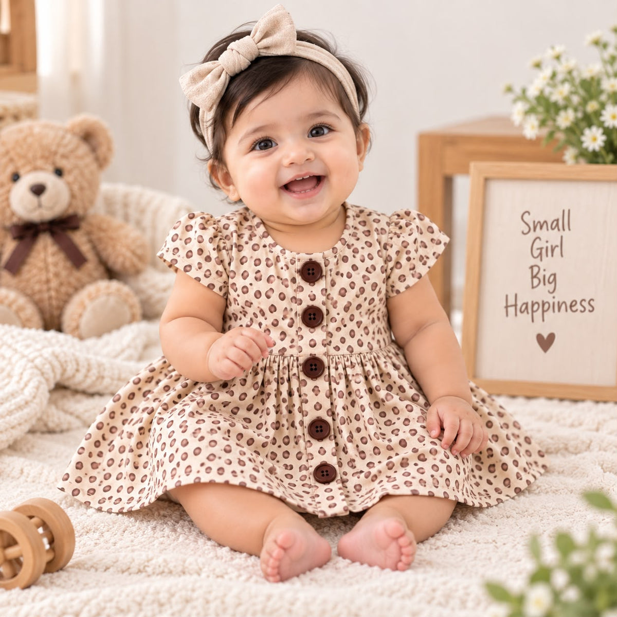 Premium Leopard Print 100% Cotton Baby Frock | Soft & Comfortable Girls Dress