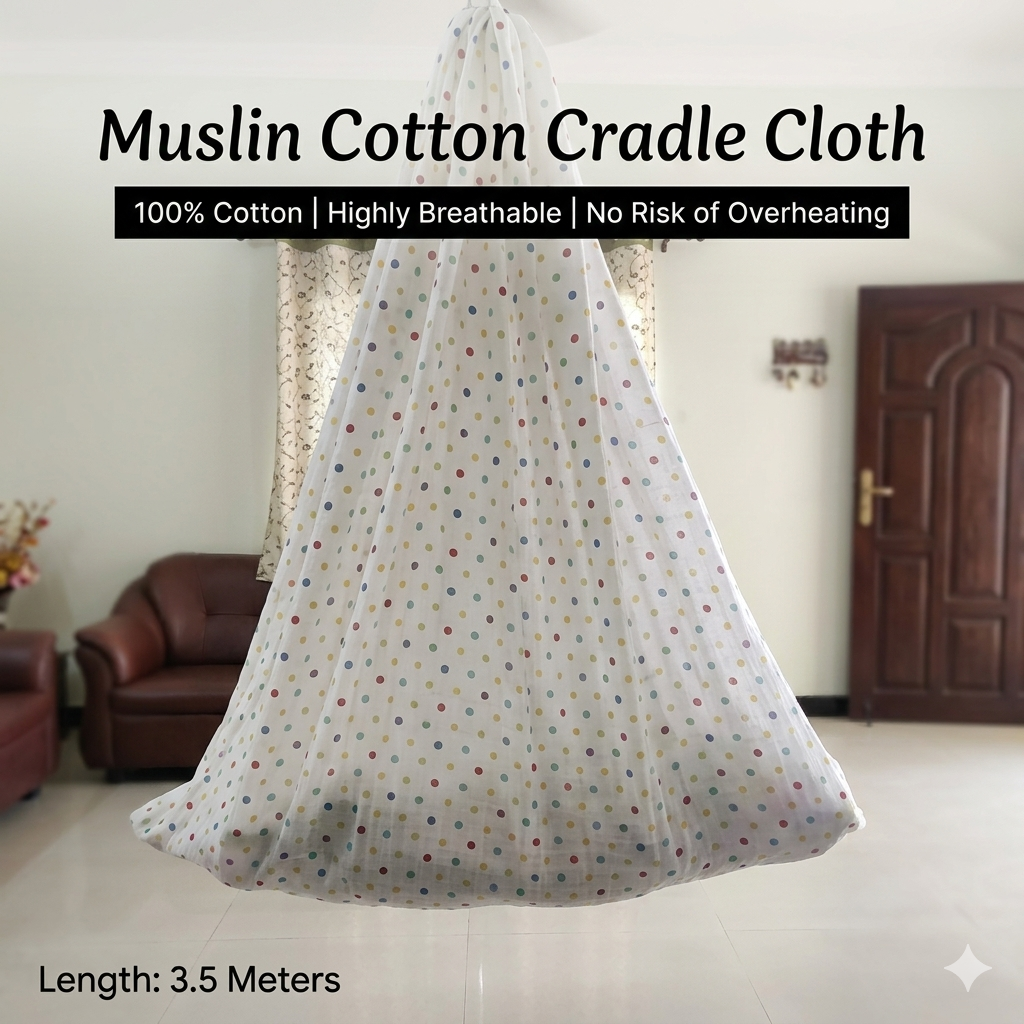 Ready to Use Muslin Cotton Cradle Cloth White- Thottil Vesti 3.5 Meter -Any 1