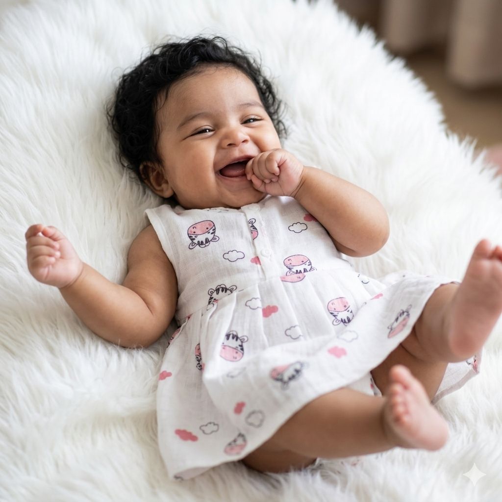 Riya Muslin 0-6 Front Button Baby Frock 0-6 month - Any 3 Pieces