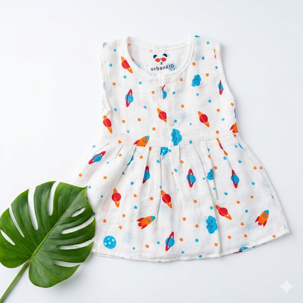 Riya Muslin Front Button Baby Frock 3-6 month - Any 3 Pieces