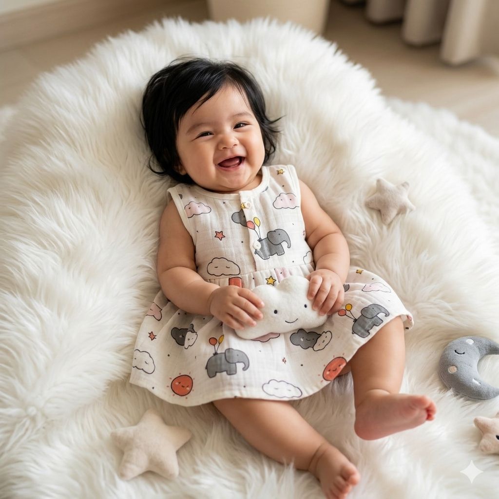 Riya Muslin 0-6 Front Button Baby Frock 0-6 month - Any 3 Pieces