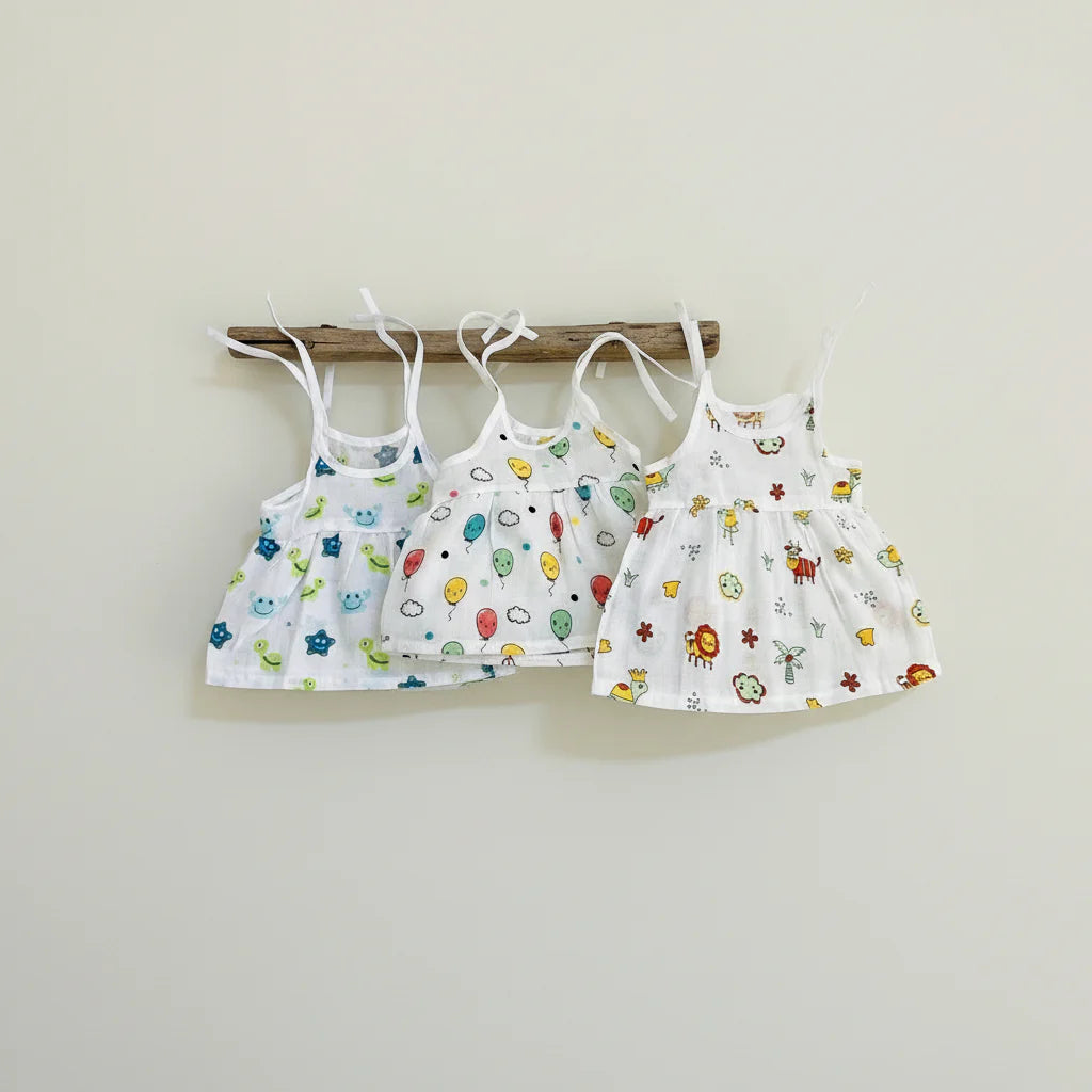 Soft Muslin Top Knot Frock - Pack of Any 3