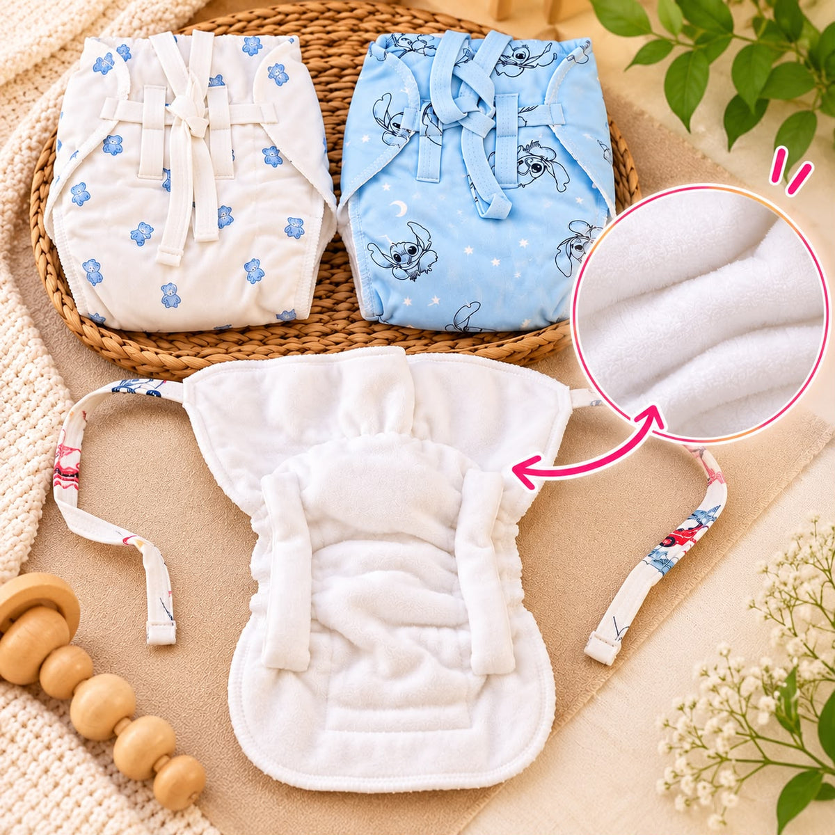 Thick Reusable Baby Diaper Nappy / Longood – Soft & Absorbent | 0–6 Months- Any 1