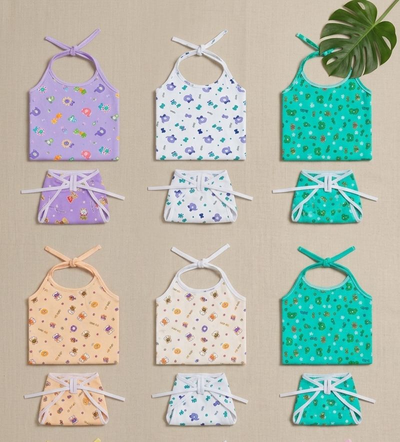 Top Knot Cotton Jabla & Langodu Combo Set (Pack of 3) 0-3 Month