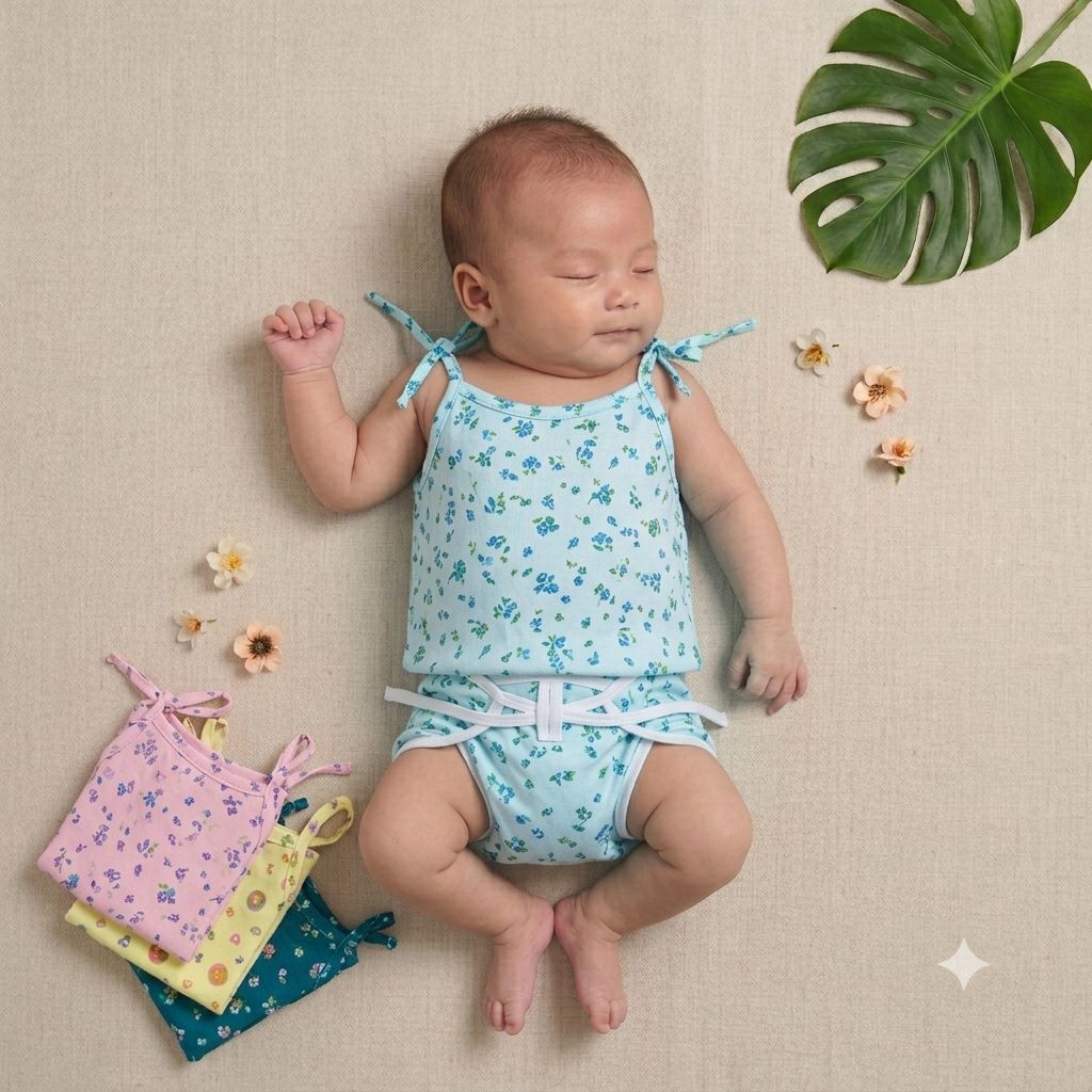 Top Knot Cotton Jabla & Langodu Combo Set (Pack of 3) 0-3 Month