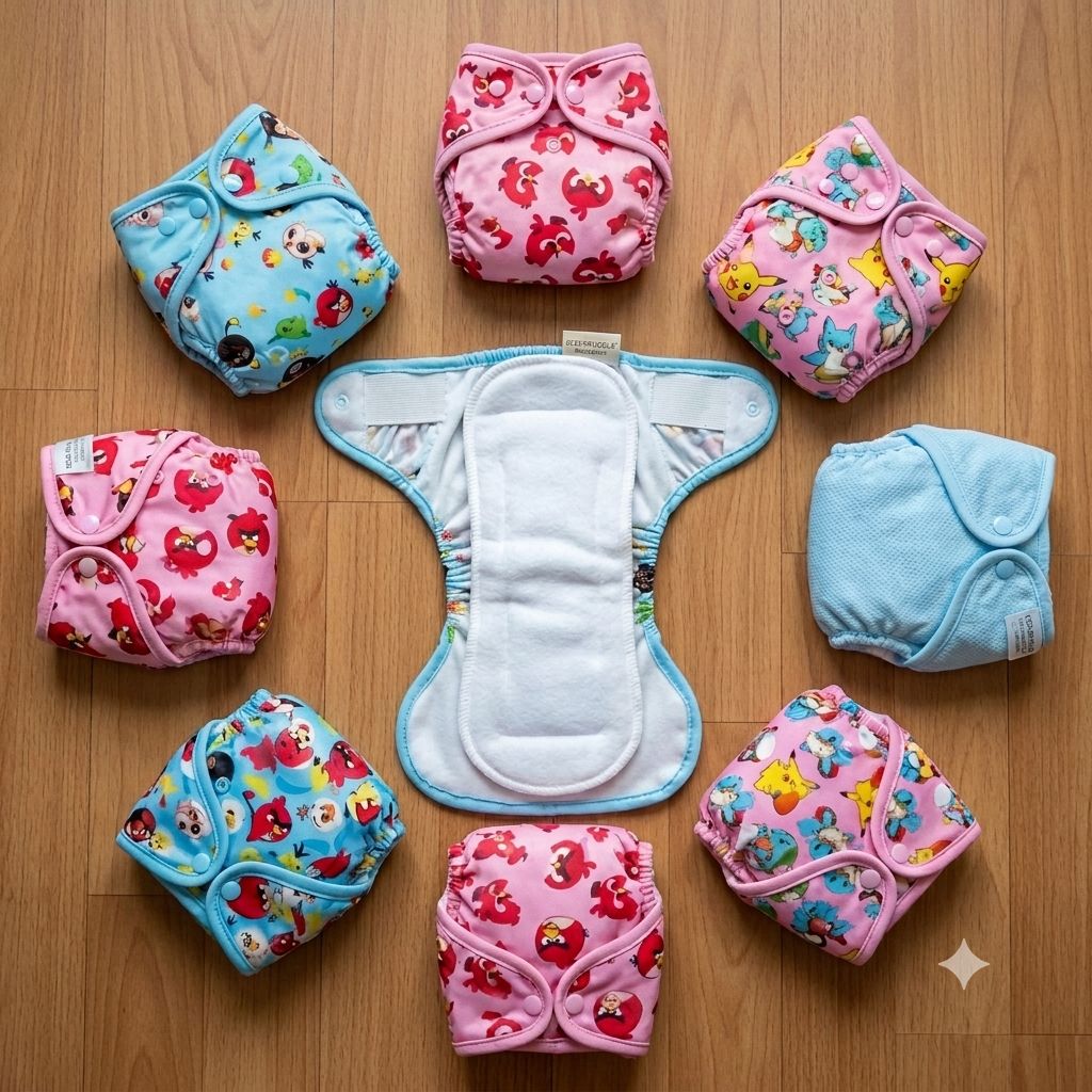 S-size Washable Reusable Baby Cloth Diaper with 1 Free Insert Pad (0-6 month)-Any 1